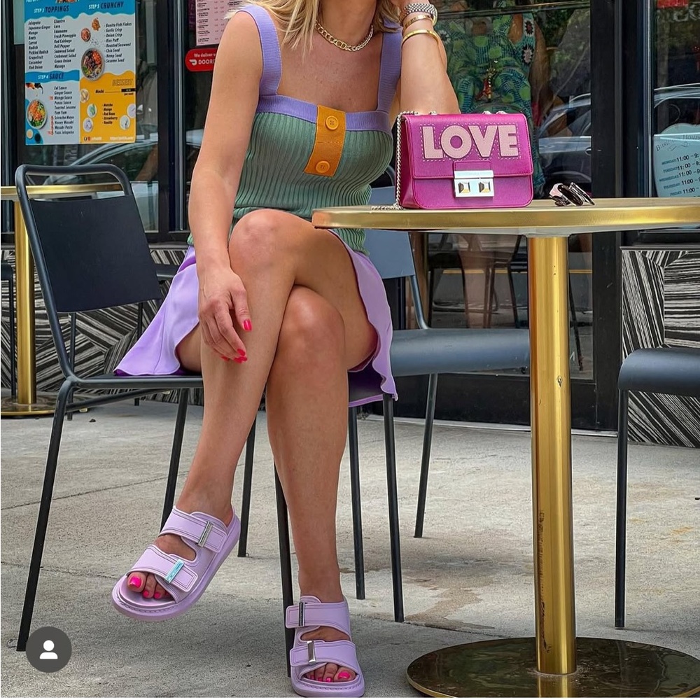 Alexander McQueen Light lilac  Slide Sandals with Silver Details